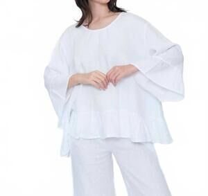 NEW BLUEBERRY folk tunic in white